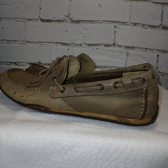 MENS CLARK ACTIVE AIR LEATHER BOAT SHOES, GRAY, SIZE 9.5, GOOD CONDITION - Picture 6 of 9